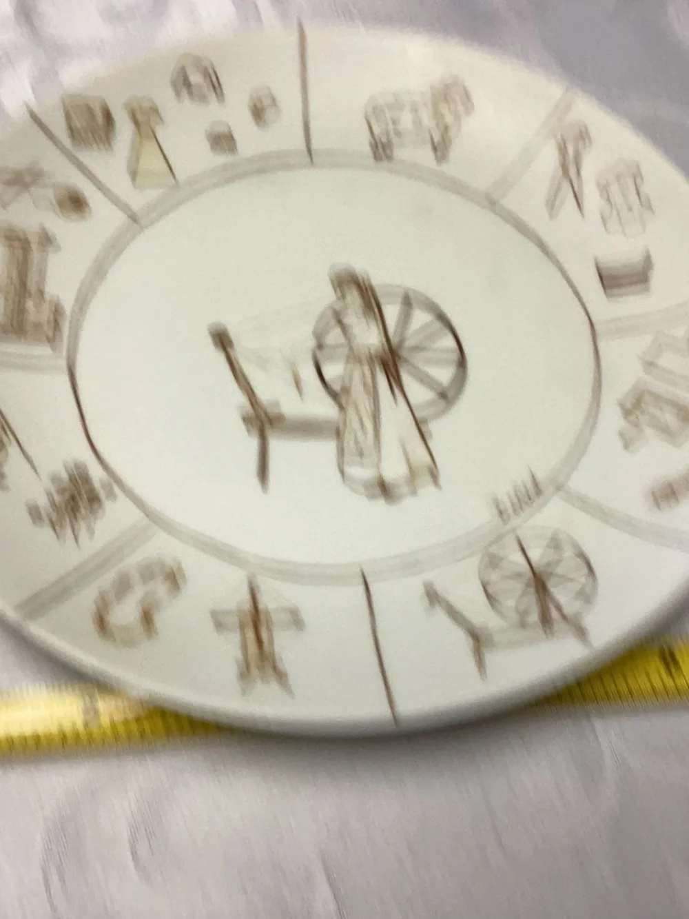 SPINNING WHEEL DECORATIVE PLATE. UNIQUE. MUST SEE !!! SIGNED